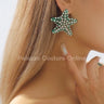 Rhinestone Starfish Earrings in Green for women - fashion jewelry by Palazzo Couture