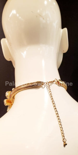 Rhinestone Stretchy Choker (Gold) Gold Necklaces