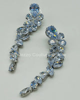 Rhinestone Teardrop Dangle Earrings (Silver) for women - fashion jewelry by Palazzo Couture