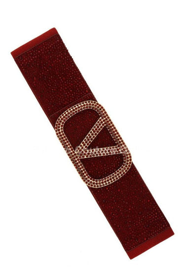 Rhinestone V Elastic Belt (Red) - Palazzo Couture Online