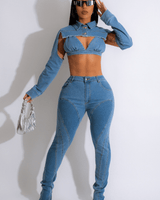 Righteous Babe Denim Pant Set - Palazzo Couture Online