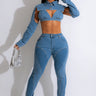 Righteous Babe Denim Pant Set with Stretch Fit front view showing complete two piece pant set