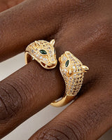 Jeweled Cheetah Wrap Ring worn on finger