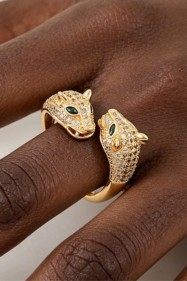 Jeweled Cheetah Wrap Ring worn on finger