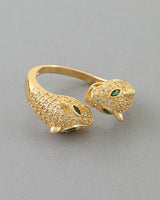 Jeweled Cheetah Wrap Ring front view