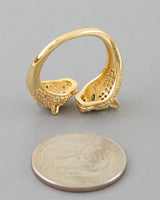 Jeweled Cheetah Wrap Ring back view with size reference
