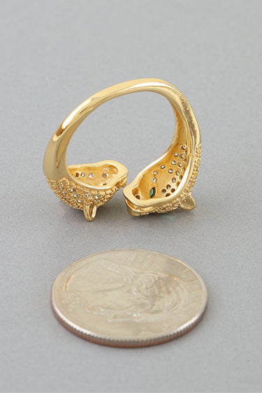 Jeweled Cheetah Wrap Ring back view with size reference