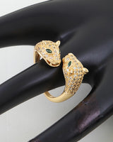 Jeweled Cheetah Wrap Ring on display stand