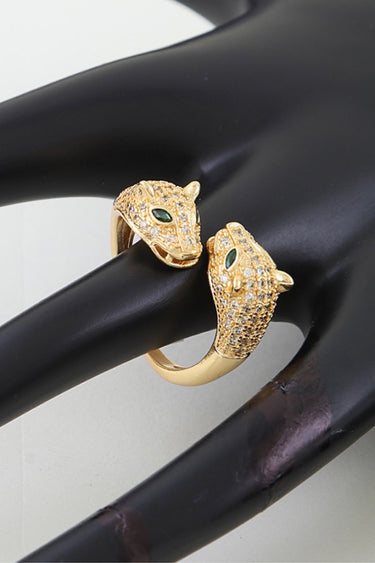 Jeweled Cheetah Wrap Ring on display stand