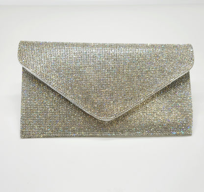 Hollywood Rhinestones Envelope Clutch (Silver)