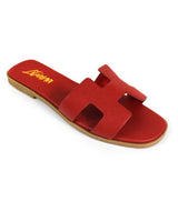 Moonlight Chic Silver Slide Sandals with Metallic H Cut-Out