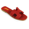 Moonlight Chic Silver Slide Sandals with Metallic H Cut-Out