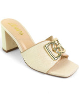 Sola Block Heel Mule Raffia