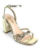Rodeo Strappy Block Heels Gold