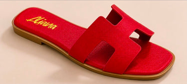 Moonlight Chic Silver Slide Sandals with Metallic H Cut-Out