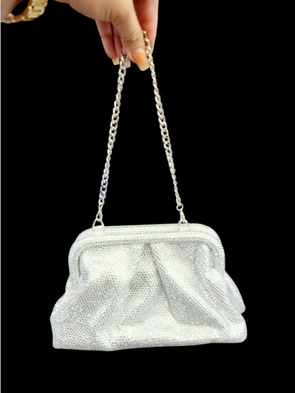 Rhinestone Rain Clutch (Silver)