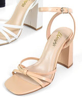 Rodeo Strappy Block Heels Nude