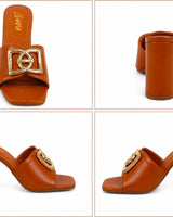 Sola Block Heel Mule Tan