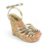Rhona Cork Platform Wedge Sandals Gold
