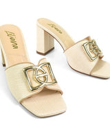 Sola Block Heel Mule Raffia