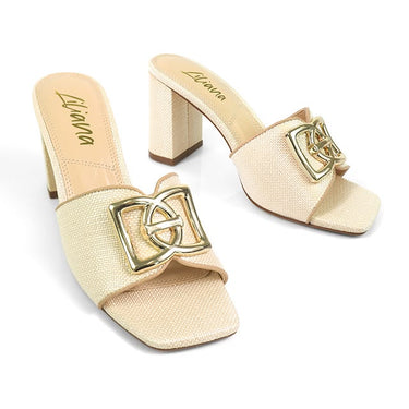 Sola Block Heel Mule Raffia