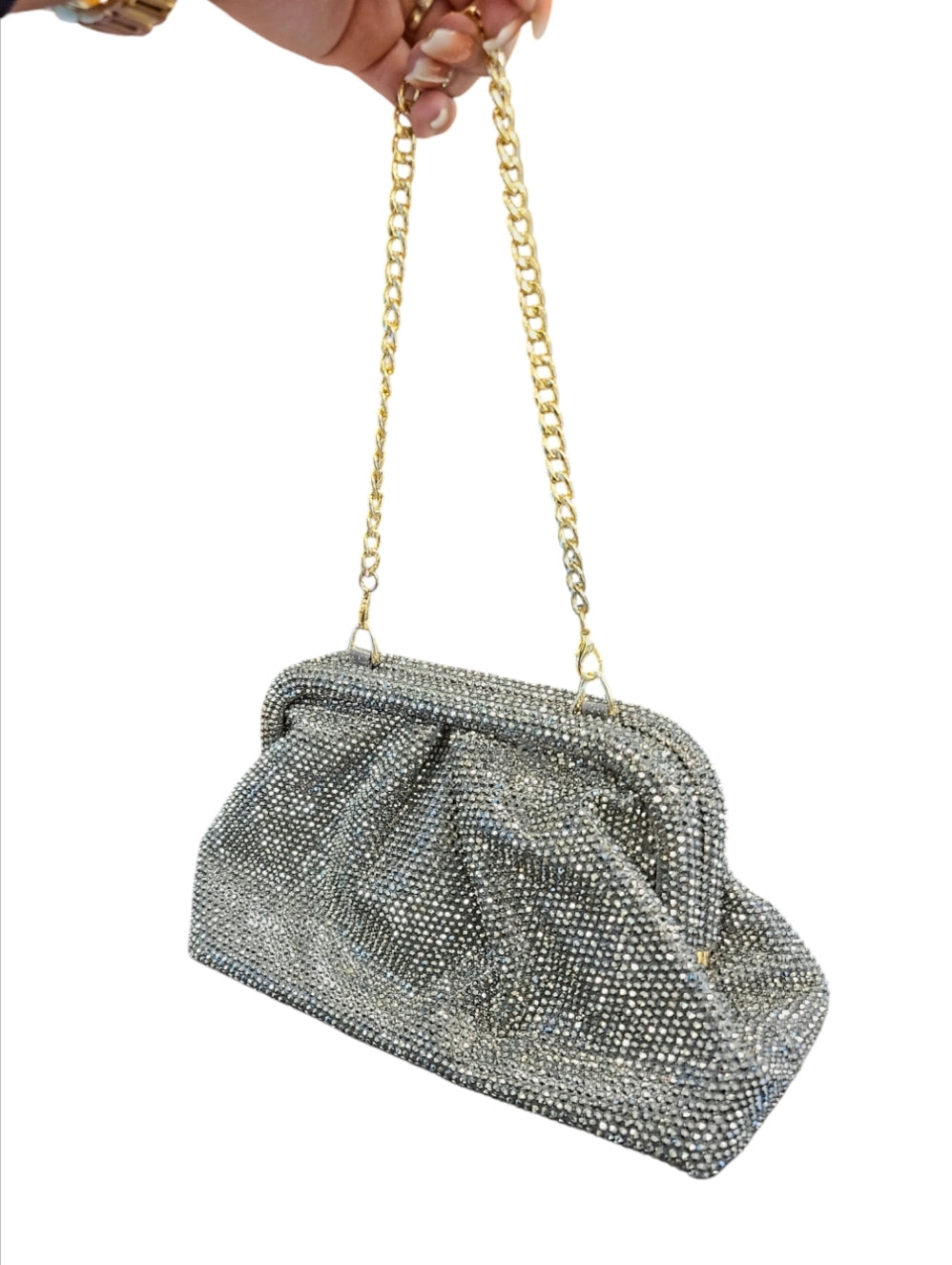 Rhinestone Rain Clutch (Black/Grey)