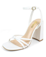 Rodeo Strappy Block Heels White