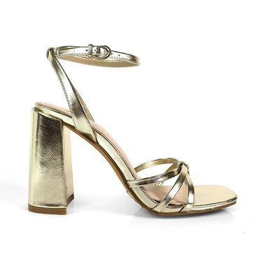 Rodeo Strappy Block Heels Gold