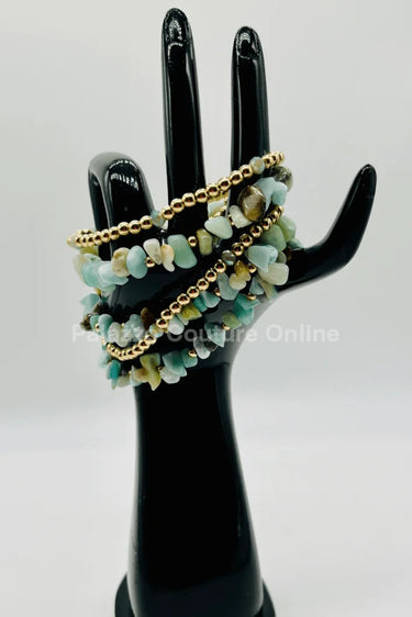 Rocio Mix  Beaded Amazonite Bracelet (Green Gold) - women's statement jewelry