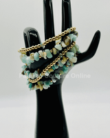 Rocio Mix Beaded Amazonite Bracelet (Green Gold) - Palazzo Couture Online