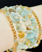 Rocio Mix  Beaded Amazonite Bracelet (Green Gold) for women - fashion jewelry by Palazzo Couture
