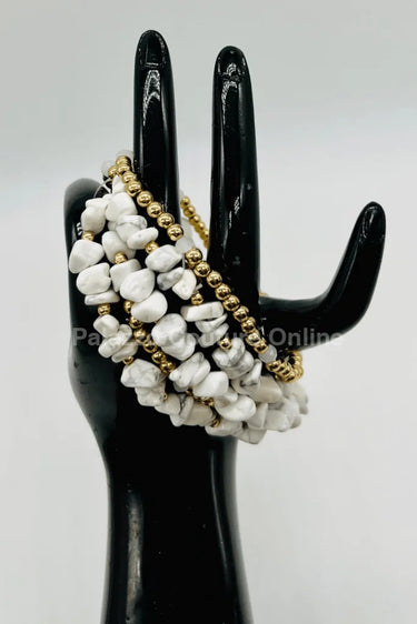 Rocio Mix  Beaded Bracelet (White & Gold) - women's statement jewelry