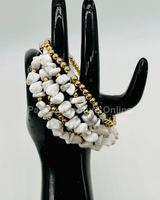 Rocio Mix Beaded Bracelet (White & Gold) - Palazzo Couture Online