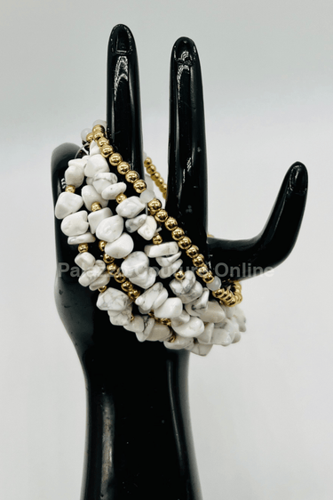 Rocio Mix Beaded Bracelet (White & Gold) - Palazzo Couture Online
