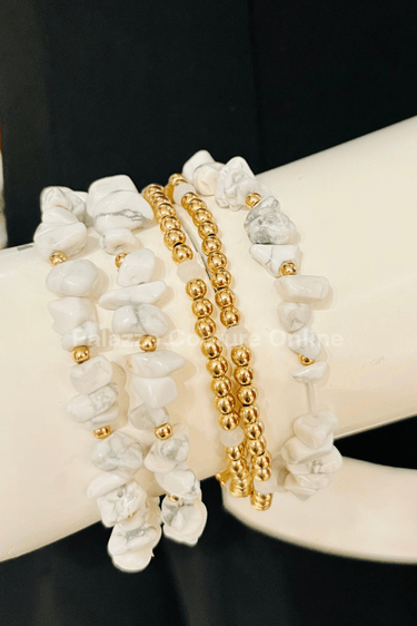 Rocio Mix Beaded Bracelet (White & Gold) - Palazzo Couture Online