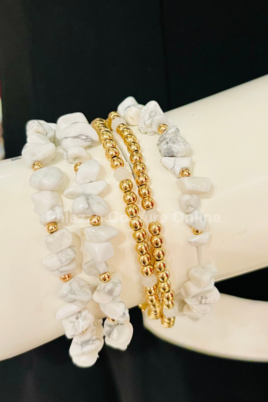Rocio Mix Beaded Bracelet (White & Gold)