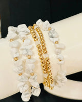 Rocio Mix  Beaded Bracelet (White & Gold) for women - fashion jewelry by Palazzo Couture