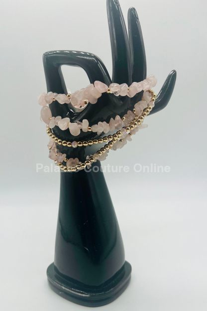 Rocio Mix Beaded Quartz Bracelet (Pink & Gold)