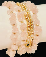 Rocio Mix  Beaded Quartz Bracelet (Pink & Gold) for women - fashion jewelry by Palazzo Couture