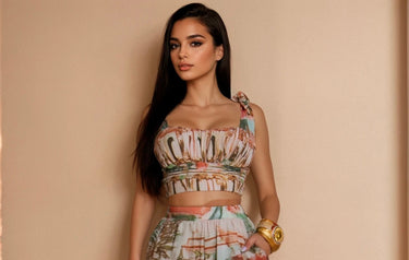 Roman Muse Scenic Skirt Set - Brown - Palazzo Couture Online