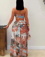 Roman Muse Scenic Skirt Set - Brown - Palazzo Couture Online