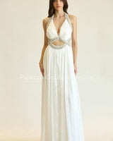 Romance In Paris Maxi Dress (White) - Palazzo Couture Online