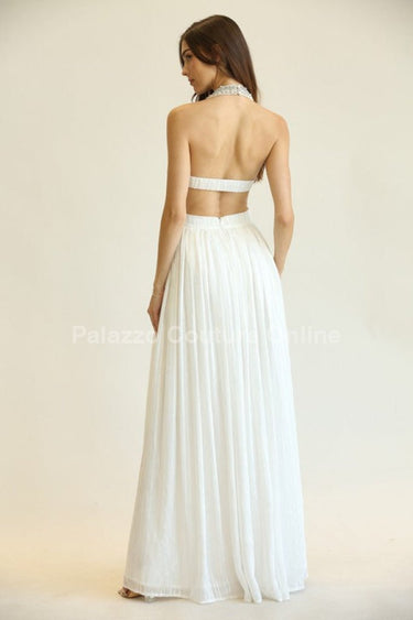 Romance In Paris Maxi Dress (White) - Palazzo Couture Online