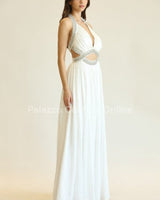 Romance In Paris Maxi Dress (White) - Palazzo Couture Online