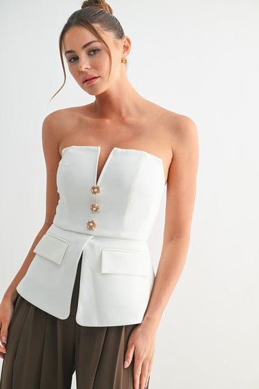 Romantic Edge Peplum Bustier - Palazzo Couture Online