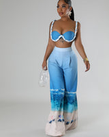 Romantic Getaway Pant Set - Blue - Palazzo Couture Online