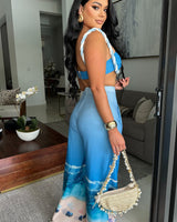 Romantic Getaway Pant Set - Blue - Palazzo Couture Online