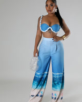 Romantic Getaway Pant Set - Blue - Palazzo Couture Online