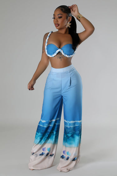 Romantic Getaway Pant Set - Blue - Palazzo Couture Online