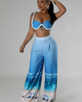 Women's Blue pant set matching style back view